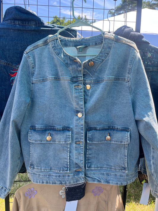 Terra & Sky Denim Jacket with Moon Reflection Design