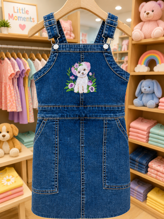 Art Class Denim Jumper - Fluffy Puppy