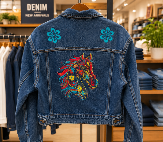 Rainbow Horse Denim Jacket