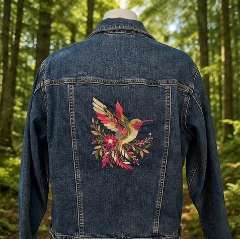 Embroidered Denim Jacket - Hummingbird