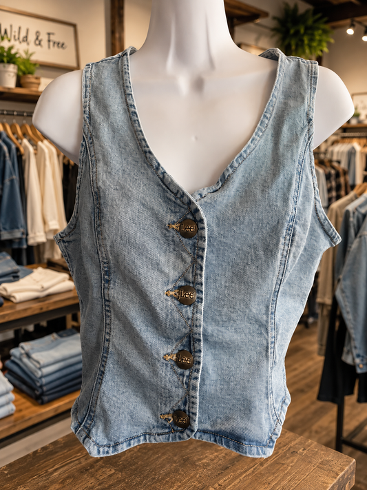 Lee Denim Vest with White Dragon