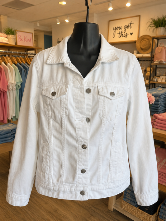 Old Navy White Denim Jacket with Phoenix
