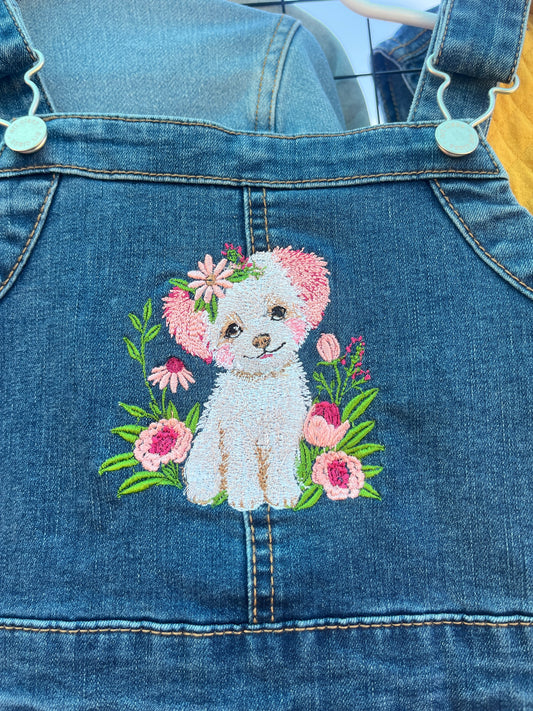 Art Class Denim Jumper - Fluffy Puppy