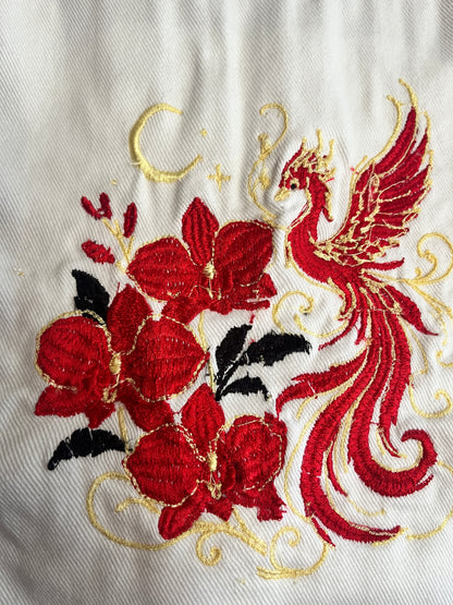 Old Navy White Denim Jacket with Phoenix