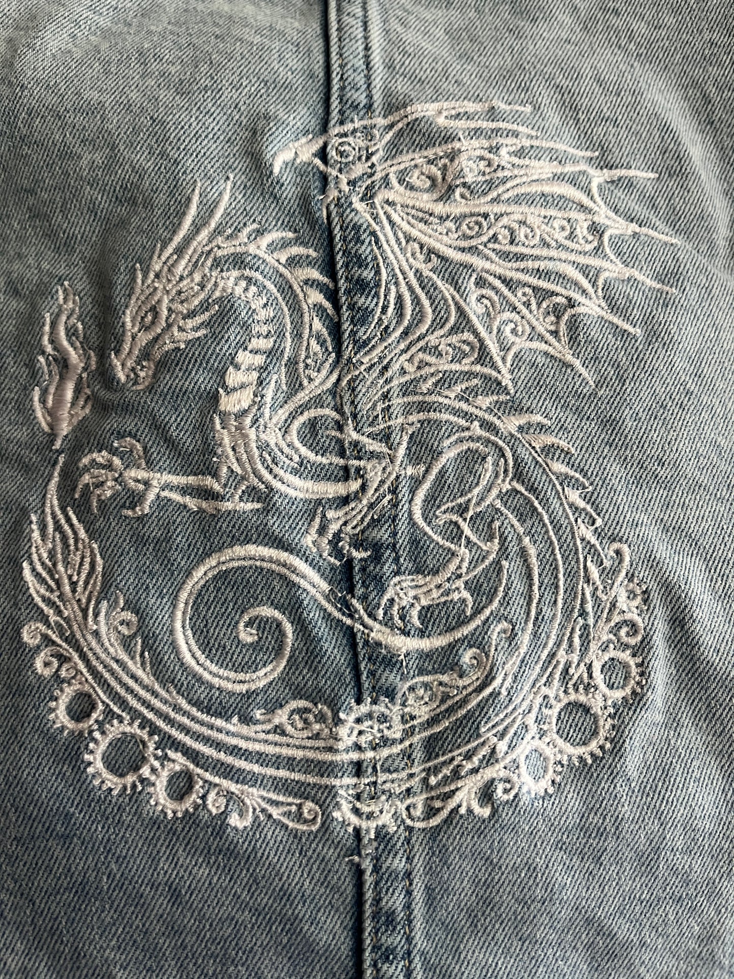 Lee Denim Vest with White Dragon